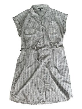 Express Button Down Shirt Dress White & Tan Size Large